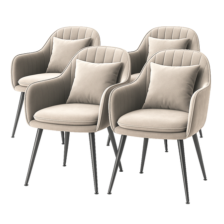 Krzesło welurowe z poduszką | Jasnoszare