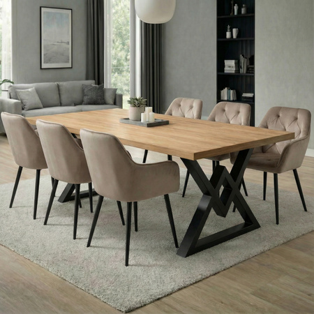 Krzesło welurowe pikowane | Ciemnobeżowe