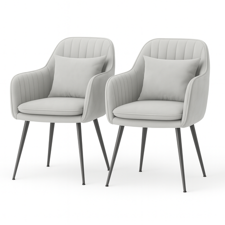 Krzesło welurowe z poduszką | Szare