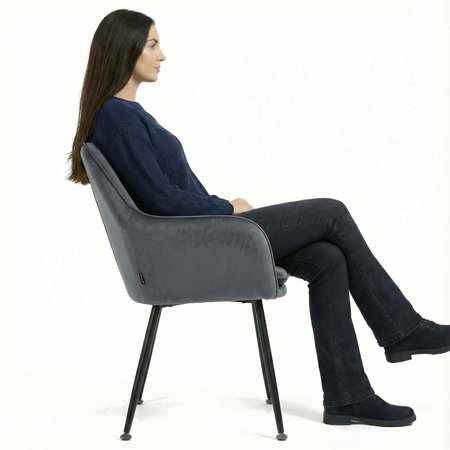 Krzesło welurowe z poduszką | Ciemnoszare