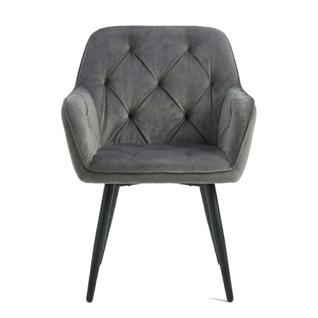 Krzesło welurowe pikowane | Ciemnoszare
