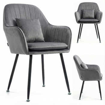 Krzesło welurowe z poduszką | Szare