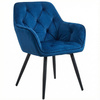 Krzesło welurowe pikowane | Granatowe