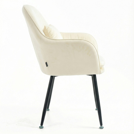 Krzesło welurowe z poduszką | Bardzo jasny beż