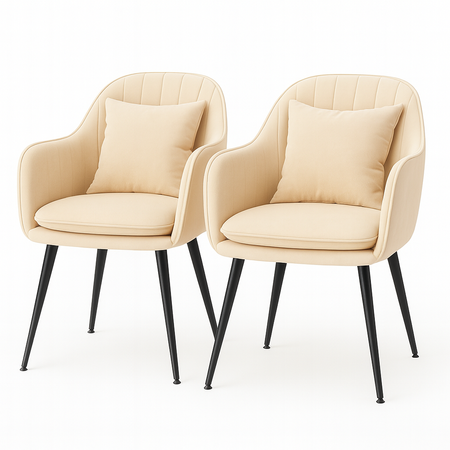 Krzesło welurowe z poduszką | Beżowe