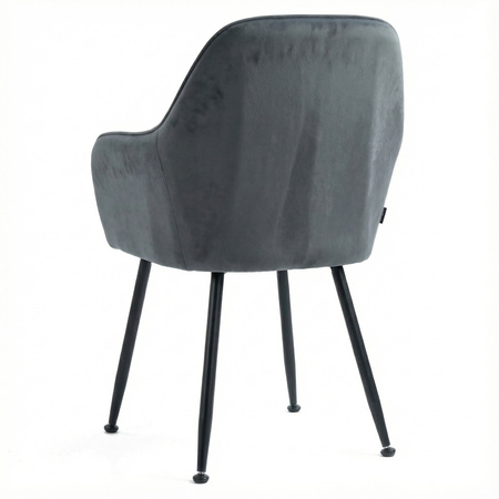 Krzesło welurowe z poduszką | Ciemnoszare