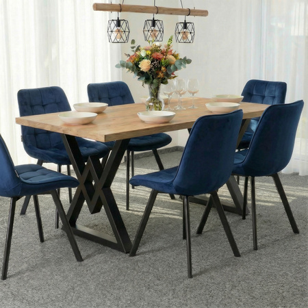 Krzesło welurowe | Granatowe