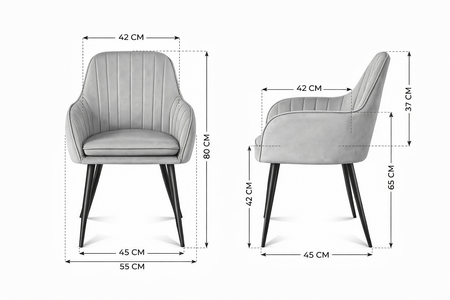 Krzesło welurowe z poduszką | Pudrowy róż