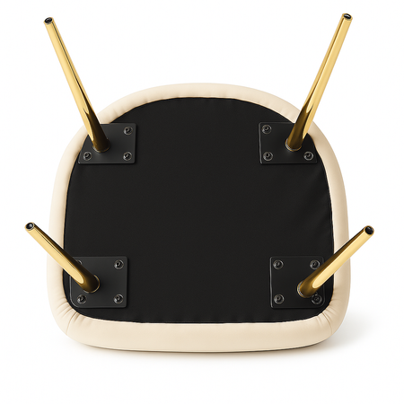 Krzesło welurowe z poduszką | Beżowe ze złotymi nogami