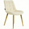 Krzesło welurowe | Jasnobeżowe złote nogi