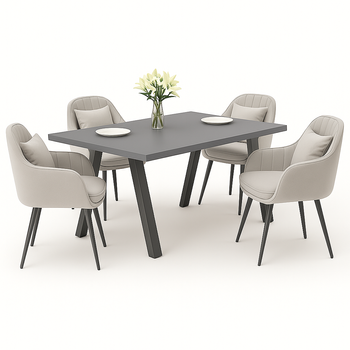 Stół i 6 krzeseł welurowych z poduszką | 180x80